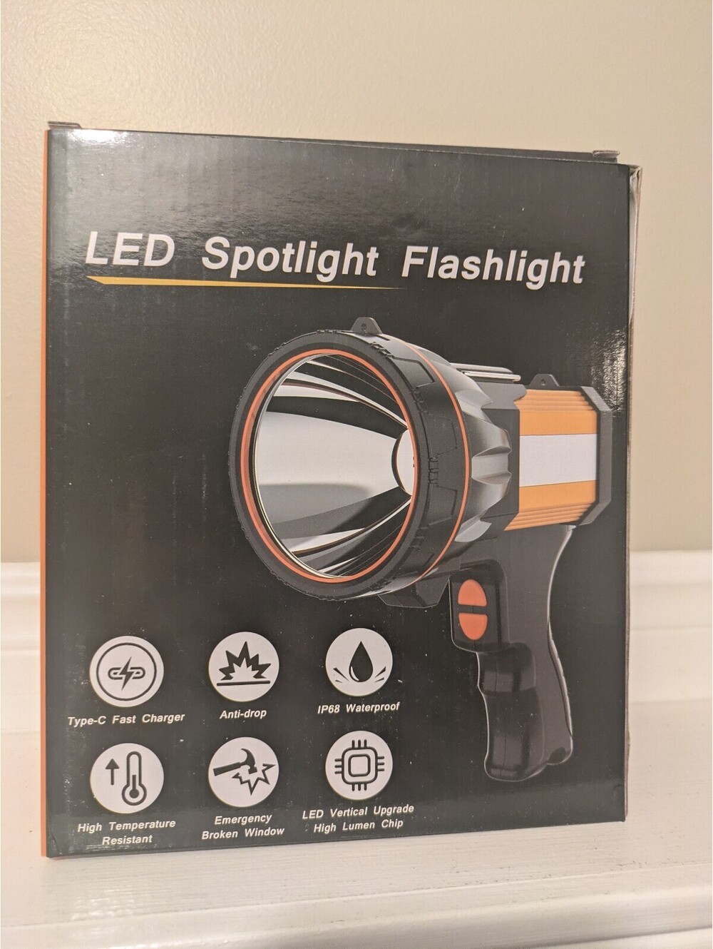 LED Spotlight Flashlight with High Lumen Chip and Long Battery Life - New in box